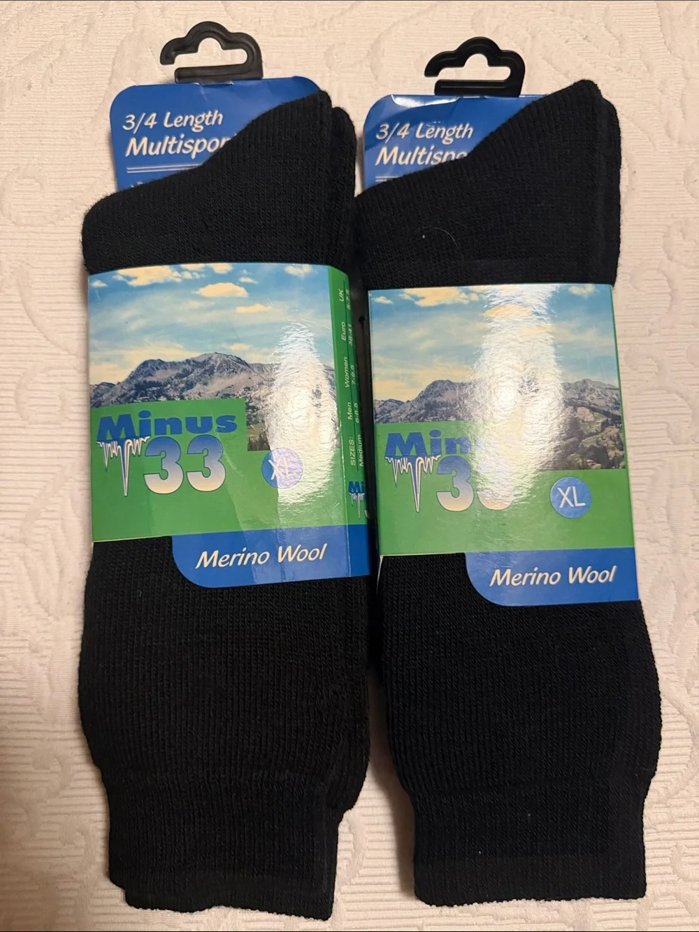 Minus 33 Merino Wool 3/4 Length Multi Sport Socks. NWT Bundle of 2. XL